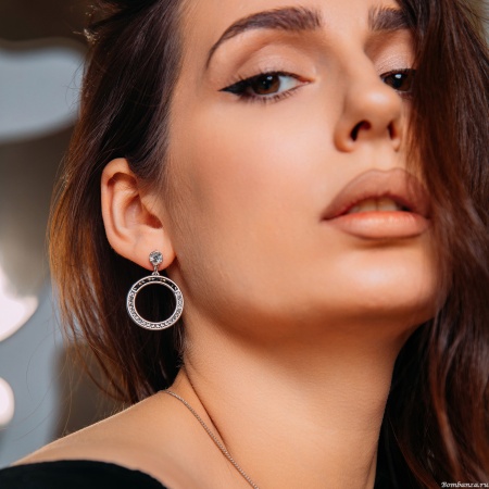 Серьги Fiore Luna, Jet Nut+CRY